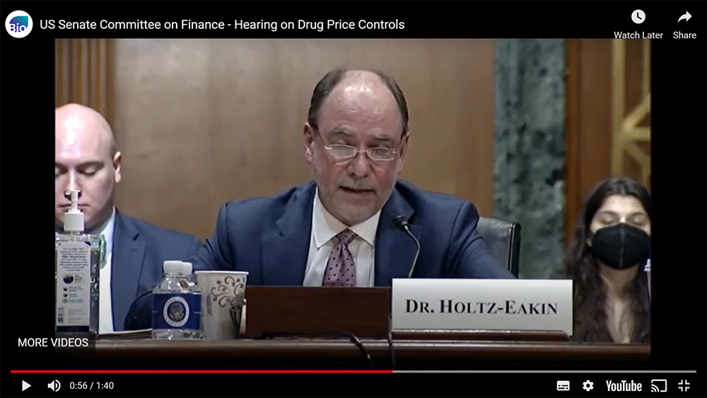Douglas Holtz-Eakin, President of the American Action Forum, speaking at a hearing on drug price controls