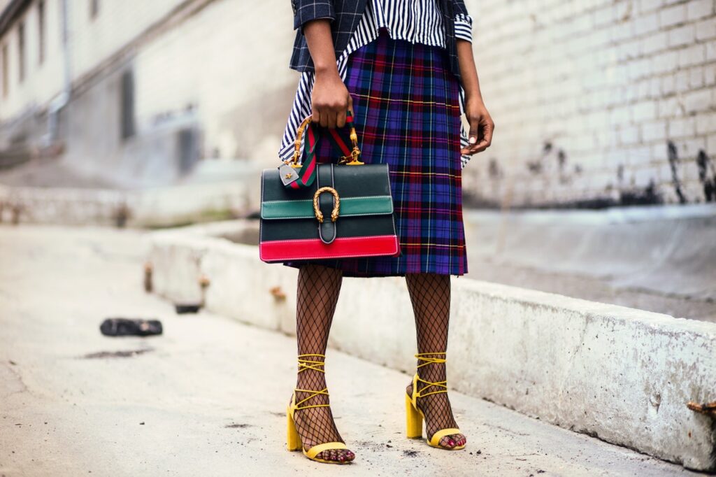 fashion shoes and handbag on the street