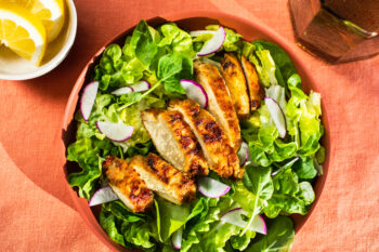 A photo of a salad made with Upside Foods' cultivated chicken