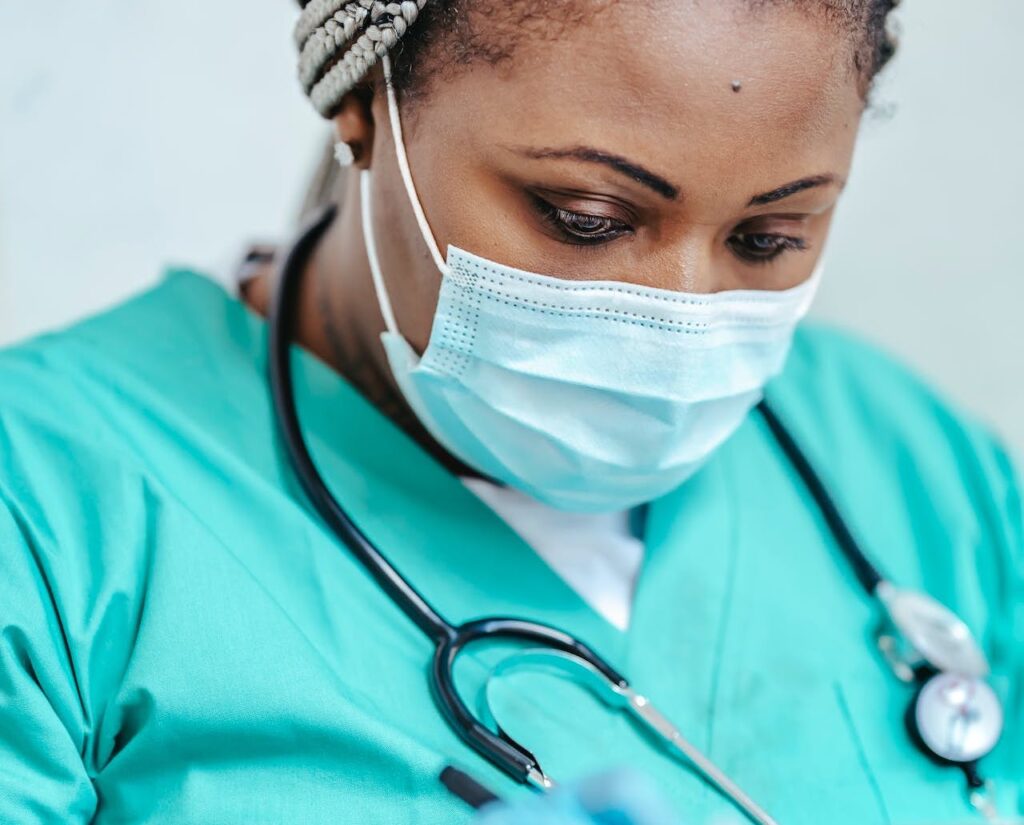 black nurse with stethoscope