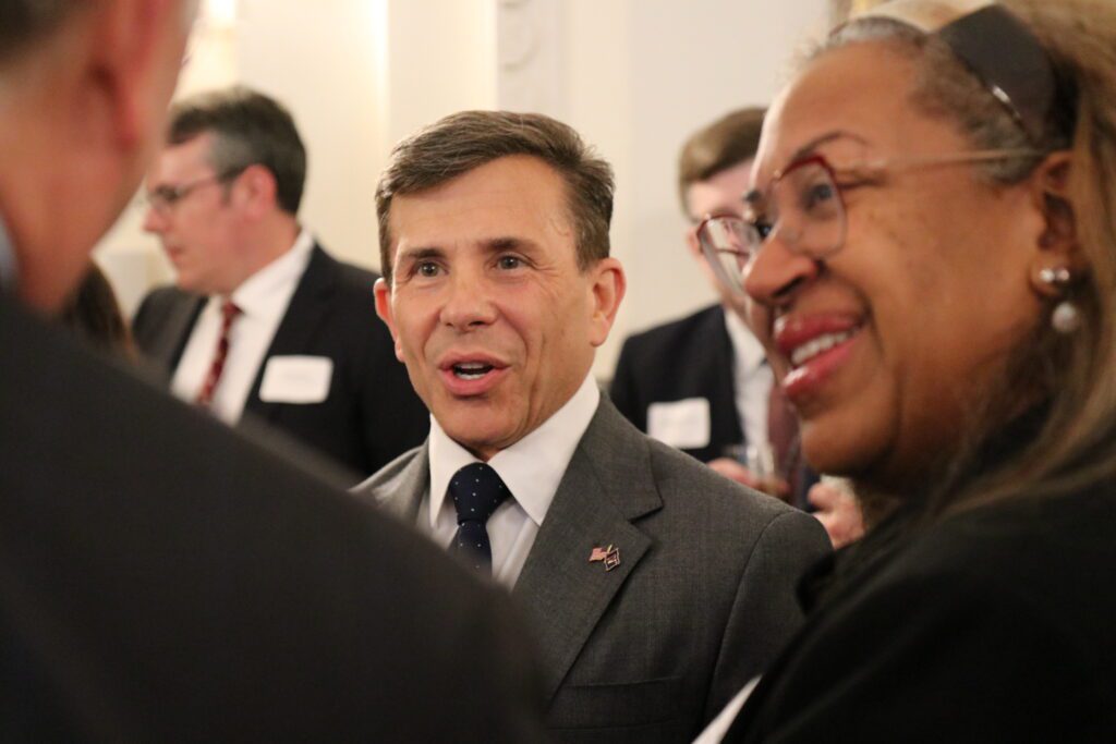 BIO President & CEO John F. Crowley and BIO's Phyllis Arthur at the reception marking the 20th anniversary of Project BioShield on May 8, 2024.