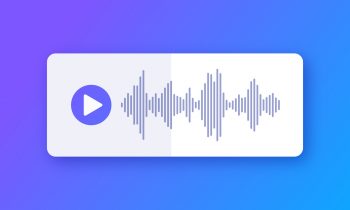 Audio line podcast music sound wave form gradient design element.