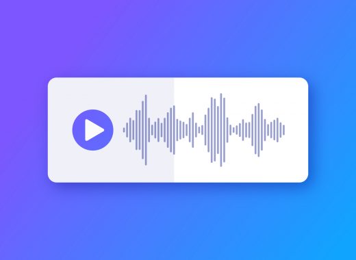 Audio line podcast music sound wave form gradient design element.