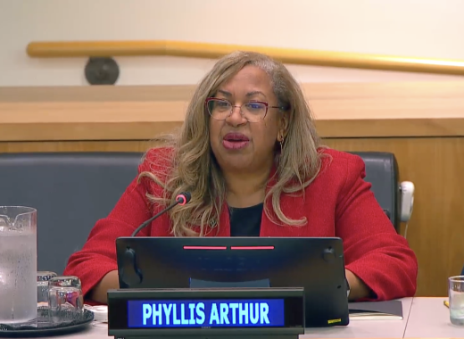 BIO's Phyllis Arthur speaking at the UN General Assembly on September 20, 2023